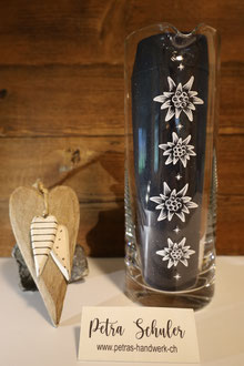 Glaskrug graviert / Edelweiss / Glasgravur