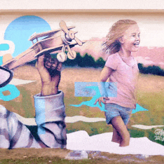 Peinture murale décorative street-art à Metz (Moselle) par l'artiste peintre muraliste GRAFFMATT sur le mur de l'école Jean de la Fontaine peinture murale commune commande publique professionnel 