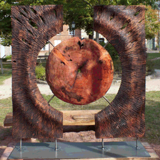 "Résonnance" sculpture en séquoia - Hauteur 2m