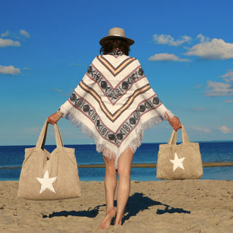 BYRH Beach Bag - Pool Bag - Taupe - Strandtasche mit Stern - Sylt - Ibiza 
