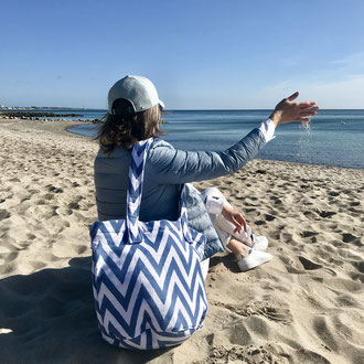 Beach Basket / Bucket Bag - Strandtasche Frottee ZigZag Design