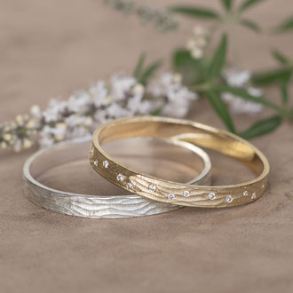 Armreife in Silber 925 und Gelbgold 750 mit Brillanten, Preis auf Anfrage