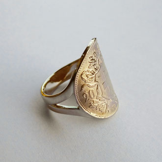 Ring mit integriertem Goldvreneli in Gelbgold 750, Kundenauftrag