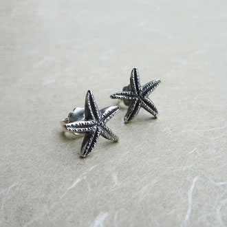 Seestern-Ohrstecker in Silber 925 geschwärzt, Preise auf Anfrage