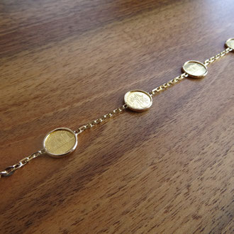 Bracelet in Gelbgold 750 mit Feingoldmünzen, Kundenauftrag