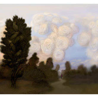 "Where the roses are born" - Digital color study for a new painting