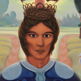 Symbolic man with crown and birds Agni Yoga