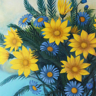 Fleurs jaunes et bleues