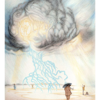 "La corde d'argent" - Étude au crayon de couleur sur papier 26,5 x 19 cm