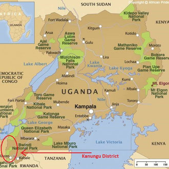 the Kanungu District is located near the ugandan border to Ruanda and democrat. Republic of Kongo