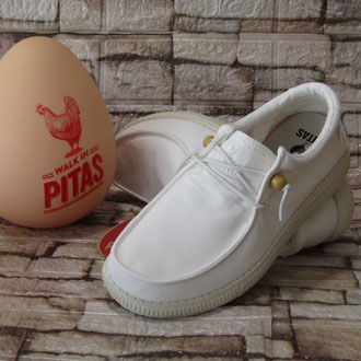Scarpa in cotone bianco laccio elastico sottopiede pelle estraibile suola gomma