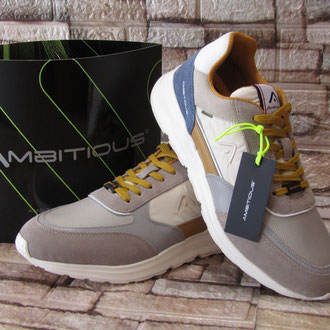 Sneacker in pelle e tessuto bianco e beige soletto estraibile suola gomma ultralight eva