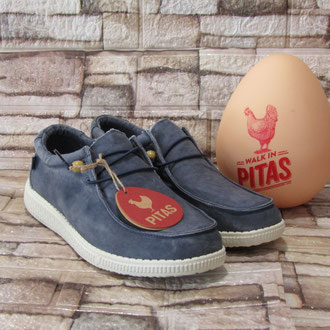 Scarpa in cotone blu laccio elasticizzato intersuola pelle suola gomma