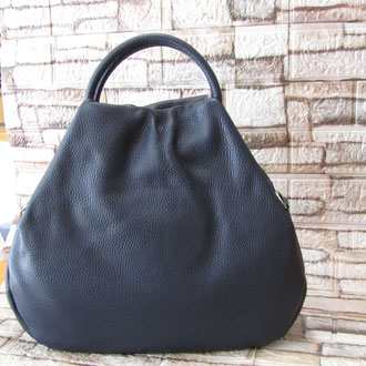 Borsa in morbida pelle blù impugnatura in pelle tracolla allungabile in pelle in tinta