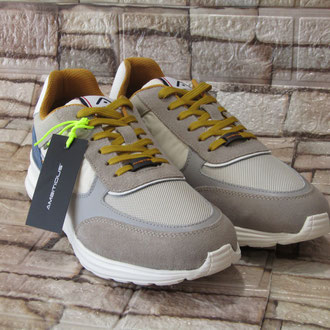 Sneacker in pelle e tessuto bianco e beige soletto estraibile suola gomma ultralight eva