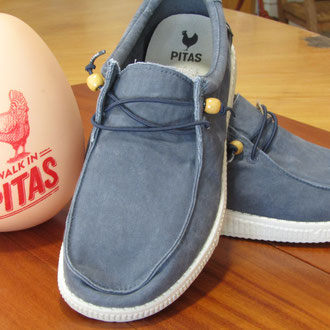 Finta laccio elasticizzato in cotone blu sottopiede pelle suola gomma