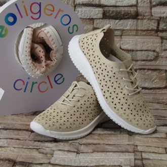 Scarpa in microfibra beige  forata lacci sottopiede estraibile in pelle suola gomma
