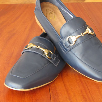 Morbidissima nappa blu f.do cuoio tacco 20