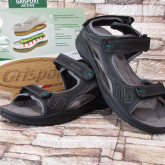 Sandalo trekking pelle nera sottopiede pelle suola gomma con profilo