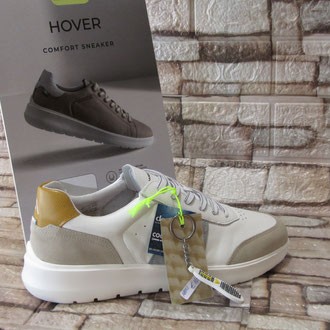 Sneacker in pelle e tessuto bianco e beige soletto estraibile suola gomma ultralight eva