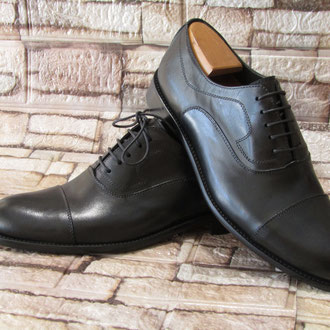 Allacciato in pelle color nero foderato pelle suola cuoio inserto anti scivolamento gomma