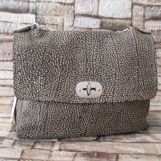 Postina in pelle stampata grigio un manico tre tasche