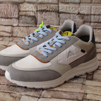Sneacker in pelle e tessuto bianco e grigio soletto estraibile suola gomma ultralight eva