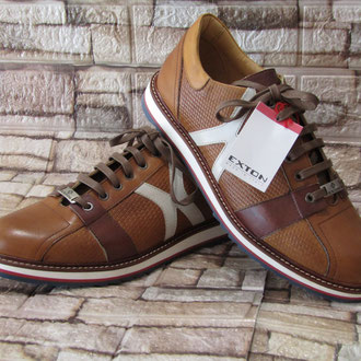 Allacciato in pelle marrone inserti chiari soletto in pelle estraibile suola gomma
