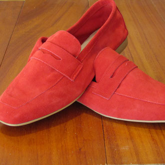 Camoscio sfoderato color rosso f.do cuoio tacco 20