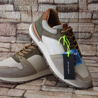 Sneacker in pelle  bianco e beige soletto estraibile suola gomma 