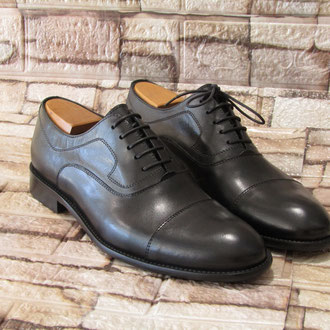 Allacciato in pelle color nero foderato pelle suola cuoio inserto anti scivolamento gomma