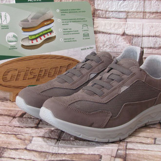 Scarpa sportiva con chiusura elastici intersuola memory suola gomma multidensità camoscio beige
