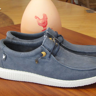 Finta laccio elasticizzato in cotone blu sottopiede pelle suola gomma