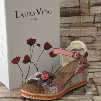 Sandalo in pelle multicolor zeppa in gomma e corda tacco 70 tomaio regolabile con velcro