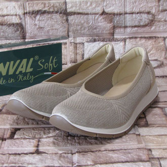 Ballerina in tessuto beige/oro sottopiede estraibile pelle suola gomma tacco 10