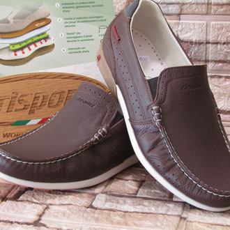Mocassino in pelle marron soletto estraibile pelle suola gomma