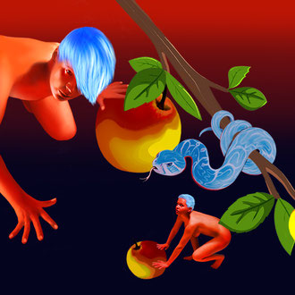 " All apples for you  oder Führe mich in der Versuchung " Digital Collage "