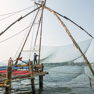 Chinesisches Fischernetz, Kochi in Kerala