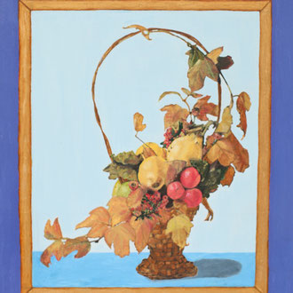 Dipinto Olio su Tela | Cesto con Frutta | Dimensioni: 39x49 cm