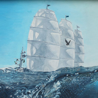 Dipinto Olio su Tela | Maltese Falcon di Tom Perkins | Dimensioni: 38.5x28.5 cm