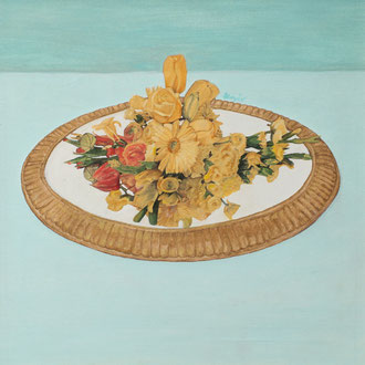 Dipinto Olio su Tela | Composizione di Fiori | Dimensioni: 38.5x38.5 cm