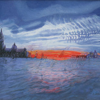 Dipinto Olio su Tela | San Giorgio Maggiore al Crepuscolo - Venezia | Dimensioni: 38.5x29 cm