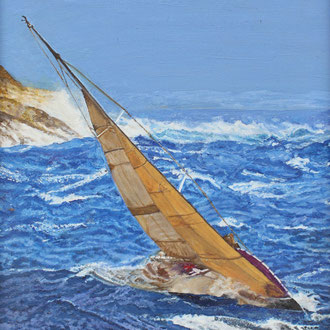 Dipinto Olio su Tela | Regata con Mare in Burrasca | Dimensioni: 29.5x38.5 cm