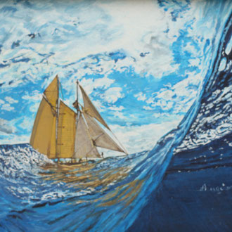 Dipinto Olio su Tela | Connubio tra Mare e Cielo | Dimensioni: 39x29 cm