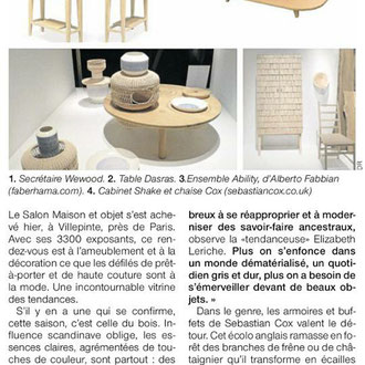 OUEST FRANCE - TABLE BASSE COLLECTION LATITUDE - MAISON & OBJET JANV 2015