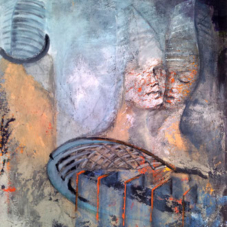 GEDANKEN - BRÜCKEN - ERLAUBT   100cm x 80cm  Beton I Pigmente I Acryl auf Leinwand