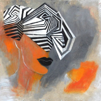 LABYRINTHTRÄGERIN  100cm x 100cm    Beton I Pigmente I Acryl auf Leinwand