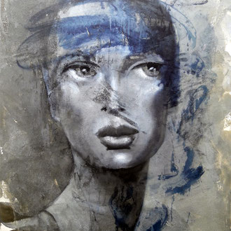 Gedankensturz  120 x 100  Beton I Pigmente I Öl I Acryl auf Leinwand