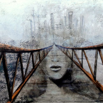 ZURÜCK IN DIE ZUKUNFT   100cm x 150 cm     Beton I Pigmente I Öl I Acryl auf Leinwand
