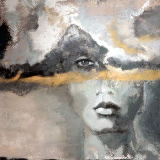 MILDE WOLKENTRÄUME   120cm x 160cm  Beton I Pigmente I Acryl auf Leinwand